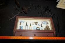 2 Wall Sconce Candle Holders & Shadow Box Wine Coat Hanger