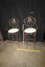 2 - Metal Bar Stools (Backs Fold Down)