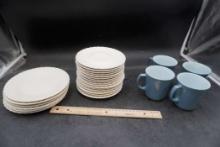 Plates (2 Sizes) & 4 Pyrex Mugs