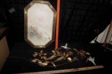Metal Wall Art, Hummingbirds & Framed Floral Picture