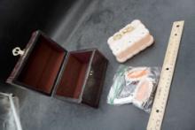 Decorative Box W/ Lighters, Pocket Knife & Soap Dish