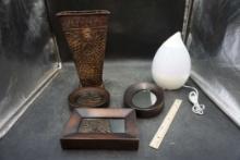 Humidifier, 3 Framed Mirrors & Vase