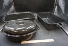 3 - Enamel Roasting Pans