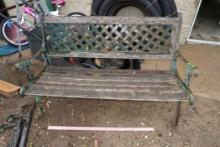 Metal Bench W/ Wooden Seat
