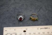 2 -Silver-Toned Stone Rings