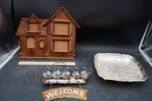 House Picture Frame, Bluebird Welcome Sign & W.M.F.-Ikora Tray