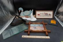 Glass, Shelves, "Something For Supper" Picture, Duck, Friendship Book