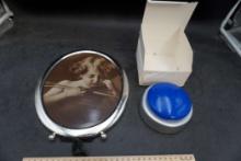 Blue Tap Light & Framed Cupid Picture