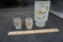 Westmoreland Pink Flower Frosted Candle Holder Set (3)