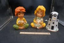 Boy & Girl Figurines, Lighthouse Light