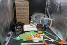 Batman Sign, Halloween Sign & Decorations, Mermaid Tray, Farm Fresh Sign, Plastic Skeletons