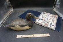 Wooden Duck Decoy & Album W/ Great Guns Cards & Baseball Cards