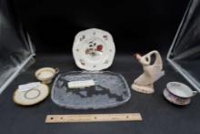 Castleton China Cup & Saucer, Mikasa Tray, 1940'S Rio Hondo Girl, Wedgwood Plate,  Cup