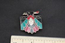 Sterling Silver Turquoise & Coral Thunderbird