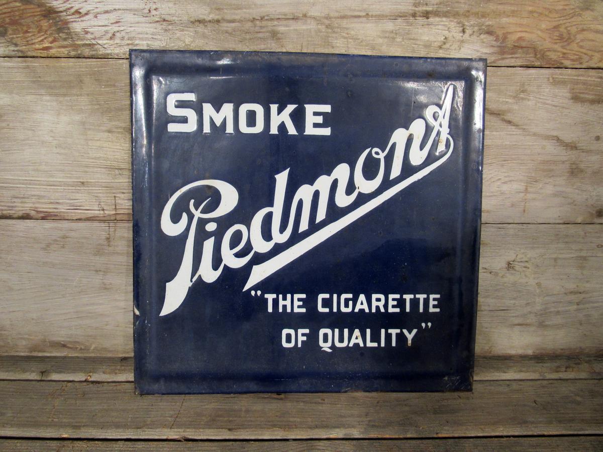 Vintage Smoke Piedmont Porcelain DS Cigarette Sign