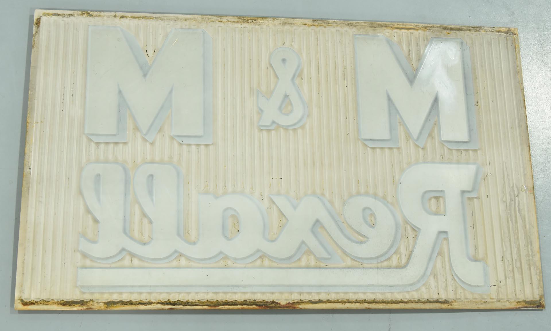 M&M Rexall Drug Store Embossed Plastic Sign