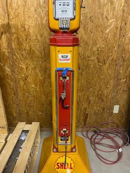 Professionally Restored Shell Oil Eco Meter Air Gas Station Islander with Light and Shade
