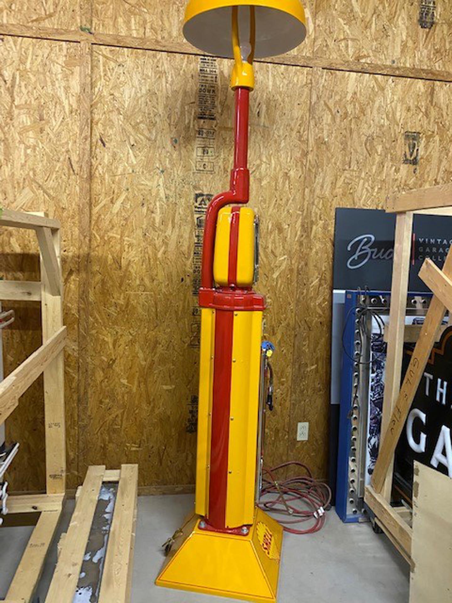 Professionally Restored Shell Oil Eco Meter Air Gas Station Islander with Light and Shade
