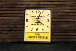 Circa 1970s Farm Bureau Insurance-Kansas Lighted Clock