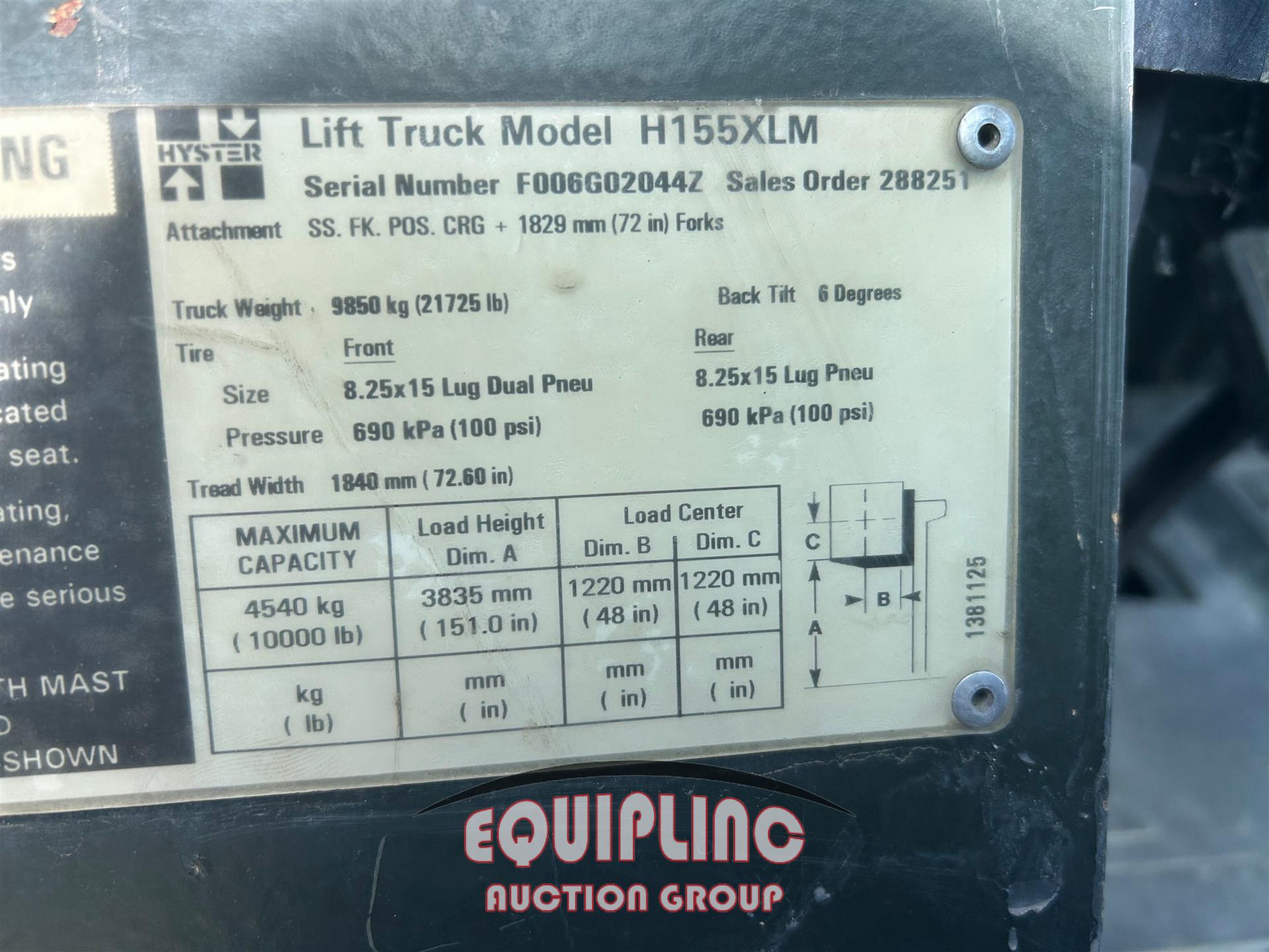 2004 HYSTER H155XL FORKLIFT