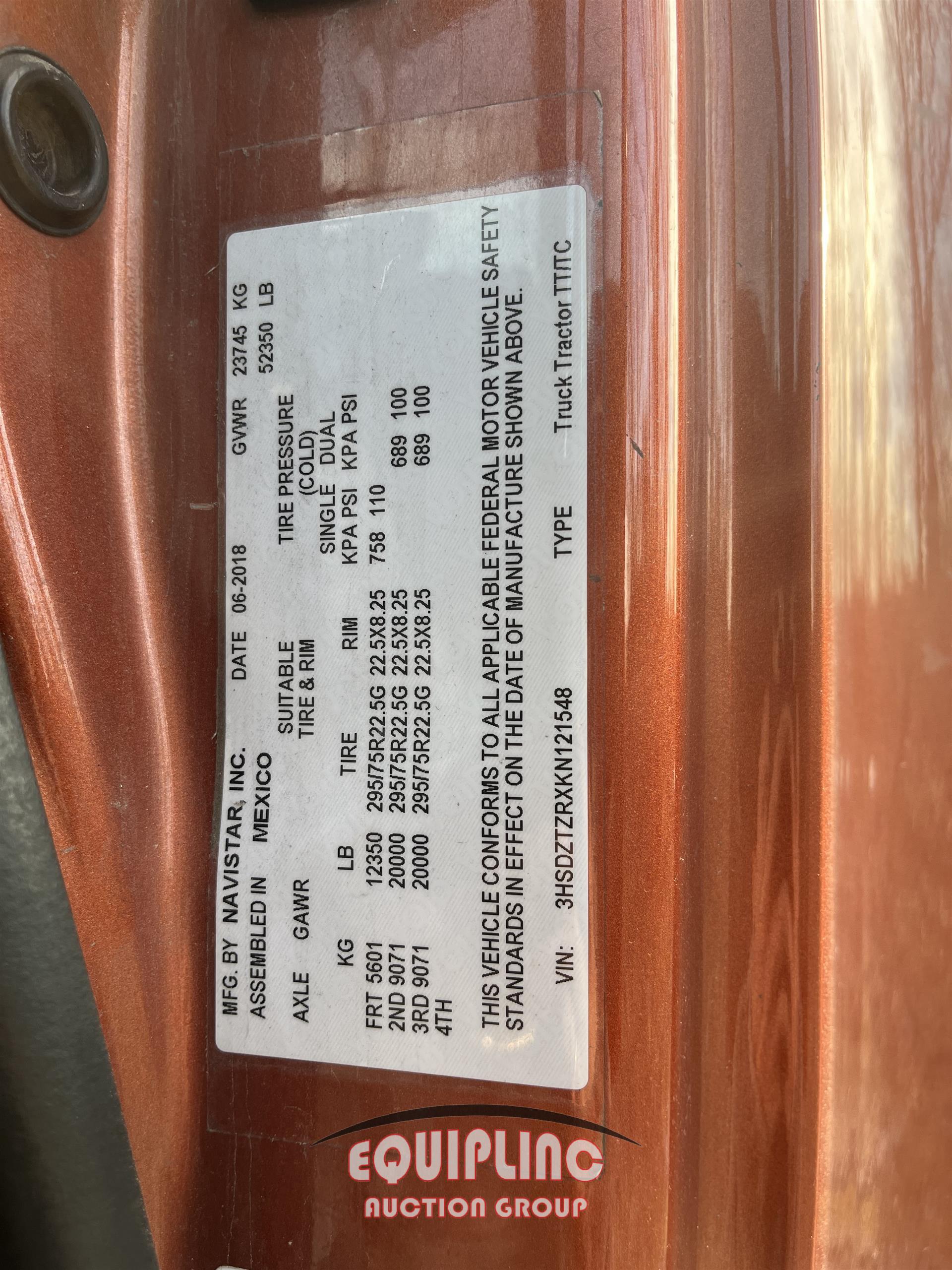 2019 INTERNATIONAL LT625 TANDEM AXLE SLEEPER