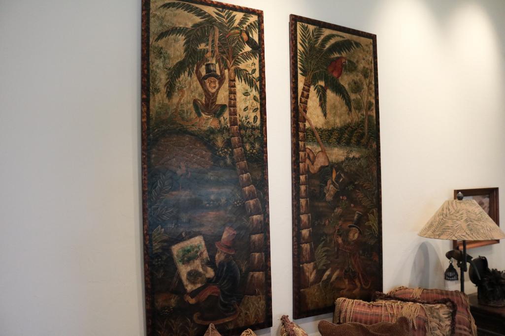 Two jungle themed artwork hangings