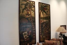 Two jungle themed artwork hangings