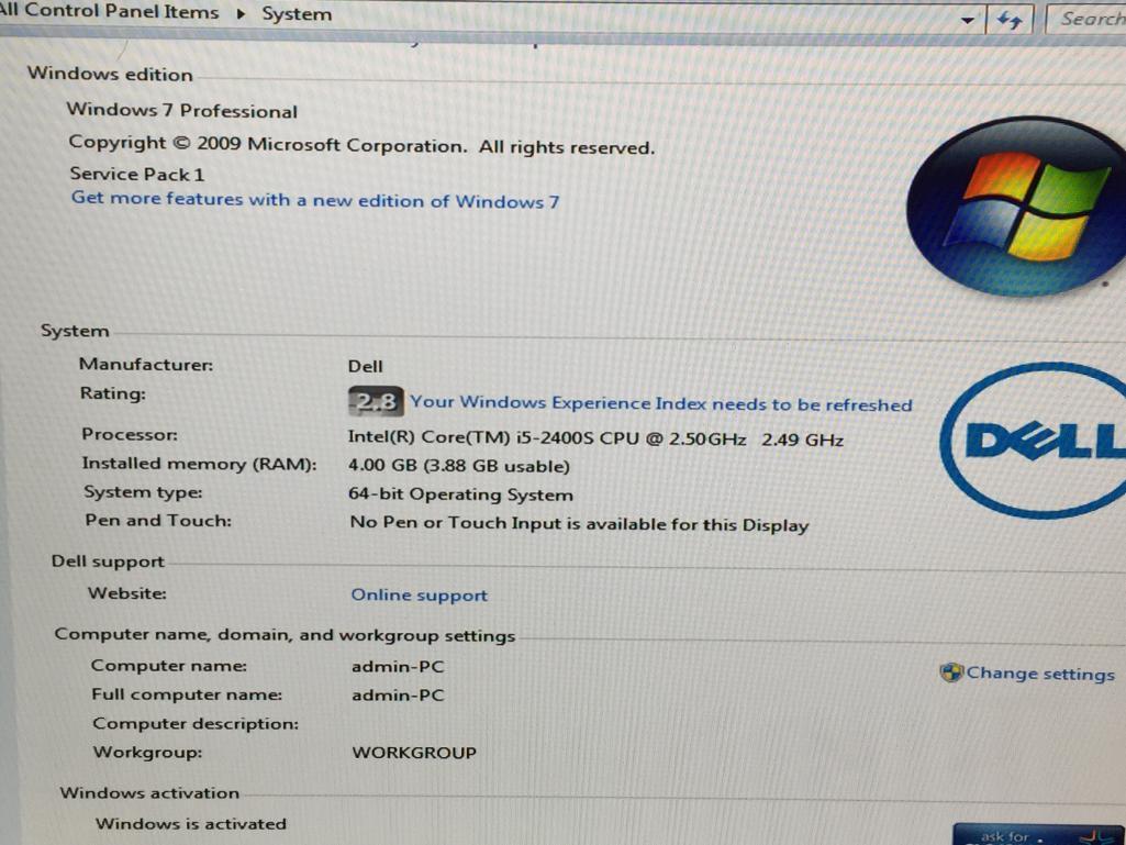 Dell Optiplex 790 Intel Core i5 2.5GHz 4GB 250GB Windows 7 Pro Desktop Computer