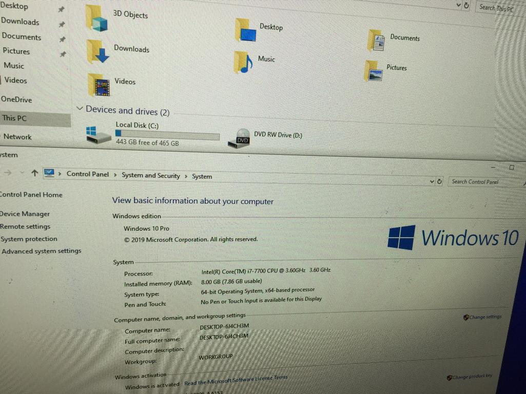 Dell Optiplex 7450 AIO 23.8" LCD Intel i7-7700 3.6GHz 8GB 500GB Wifi Bt Win 10 Desktop Computer