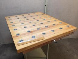 Omtec Wooden Butcher Block Ball Transfer Table Top 50psi 45 x 36