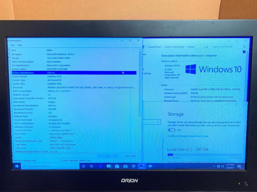 Dell Optiplex 9020 Intel Core i5-4590S 3.0GHz 8GB 320GB Win 10 Pro Desktop Computer