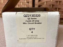 ASI QZ213D220 QZ Series 2 Pole 20amps 277/480 VAC Circuit Breakers - 4 pcs