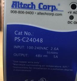 Altech Corp PS-C24048 48VDC 5A DIN Rail PLC DC Power Supplies - 3pcs