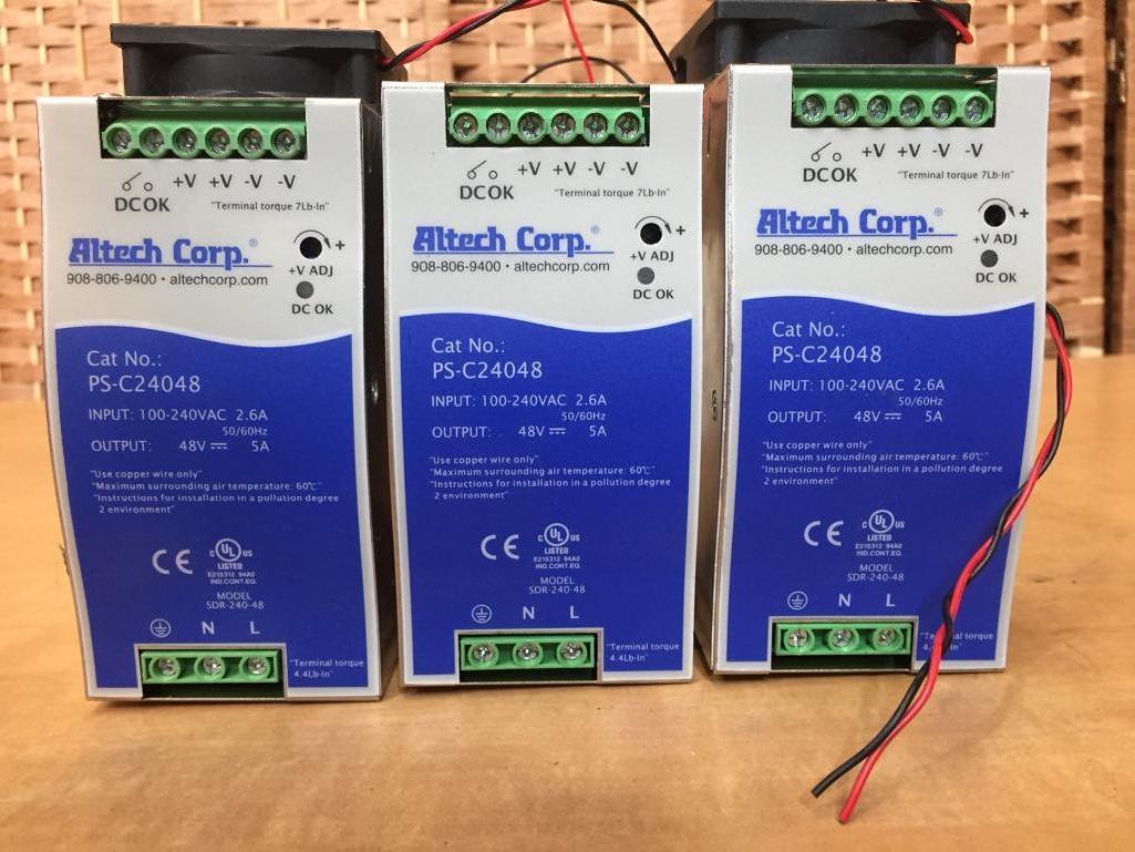 Altech Corp PS-C24048 48VDC 5A DIN Rail PLC DC Power Supplies - 3pcs