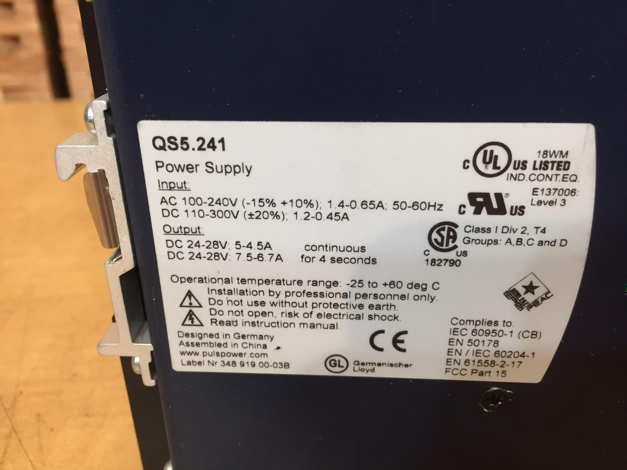 Plus Power QS5.241 / Q10.241 Din-Rail PLC Power Supplies 24-28VDC -3pcs