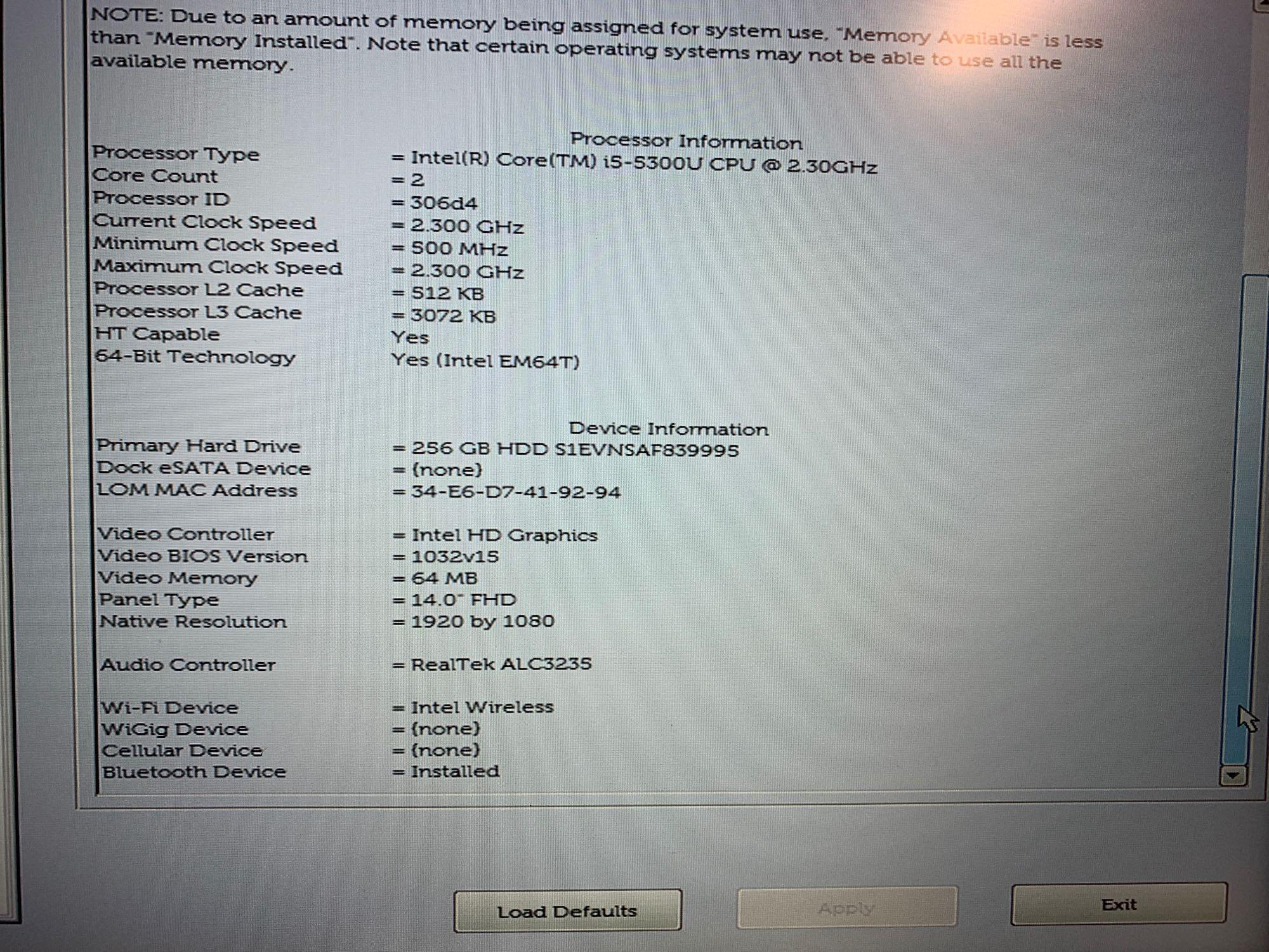 Dell Latitude E7450 14" LCD Intel i5-5300U 2.3GHz 8GB 256GB Win 10 Pro Wifi BT Laptop Computer