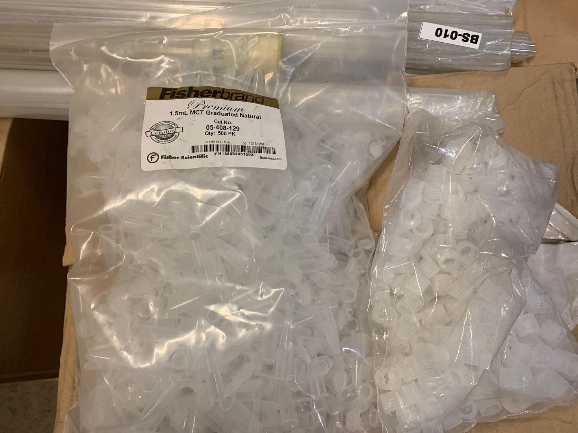 Mixed Pallet of New Laboratory Consumables / Plastic Vials Jars Bottles 4' Glass Tubes Flexboy Bags