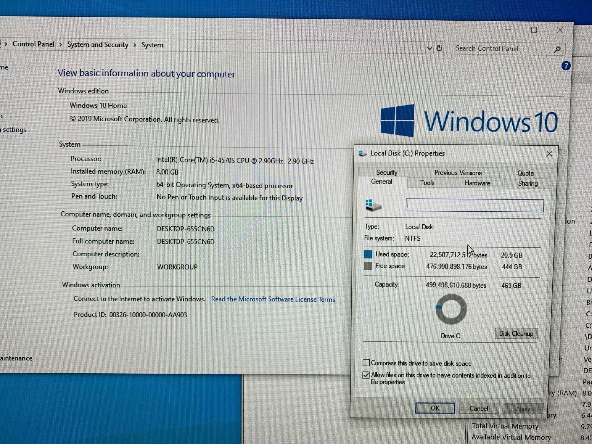 Dell Optiplex 9020 23" AIO Intel i5-4570 2.9GHz 8GB 500GB Win 10 Home Webcam Desktop Computer