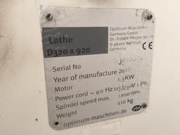 Excel / Optimum D320 x 920 Center Gap Metal Lathe - 115V