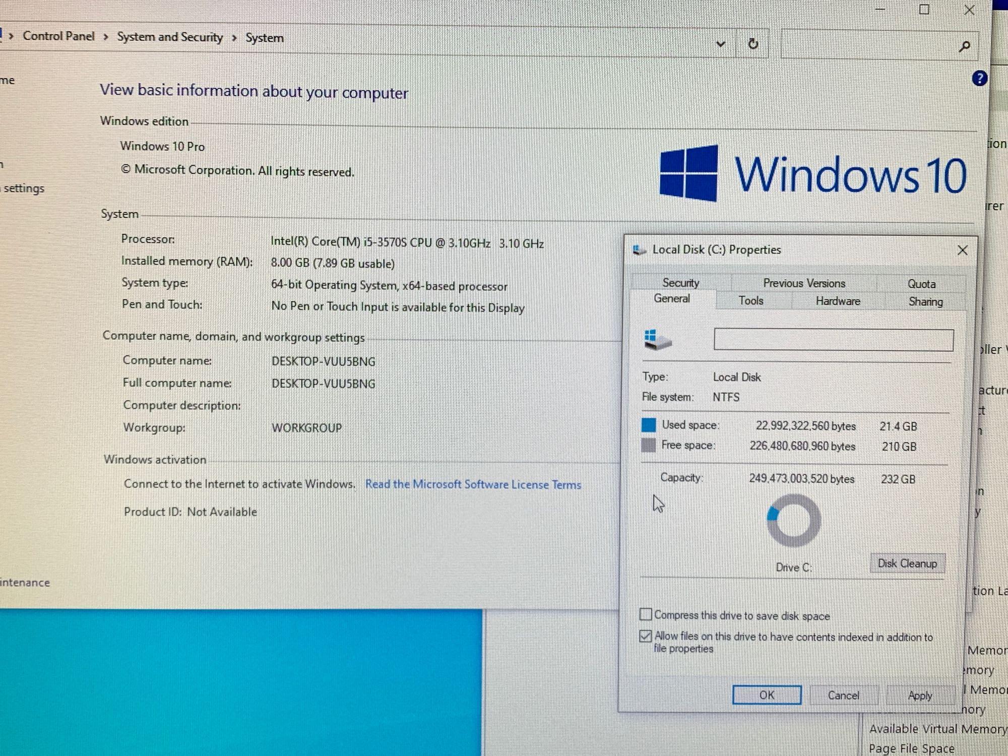 Dell Optiplex 9010 23" AIO Intel i5-3570 3.1GHz 8GB 250GB Win 10 Home Webcam Desktop Computer