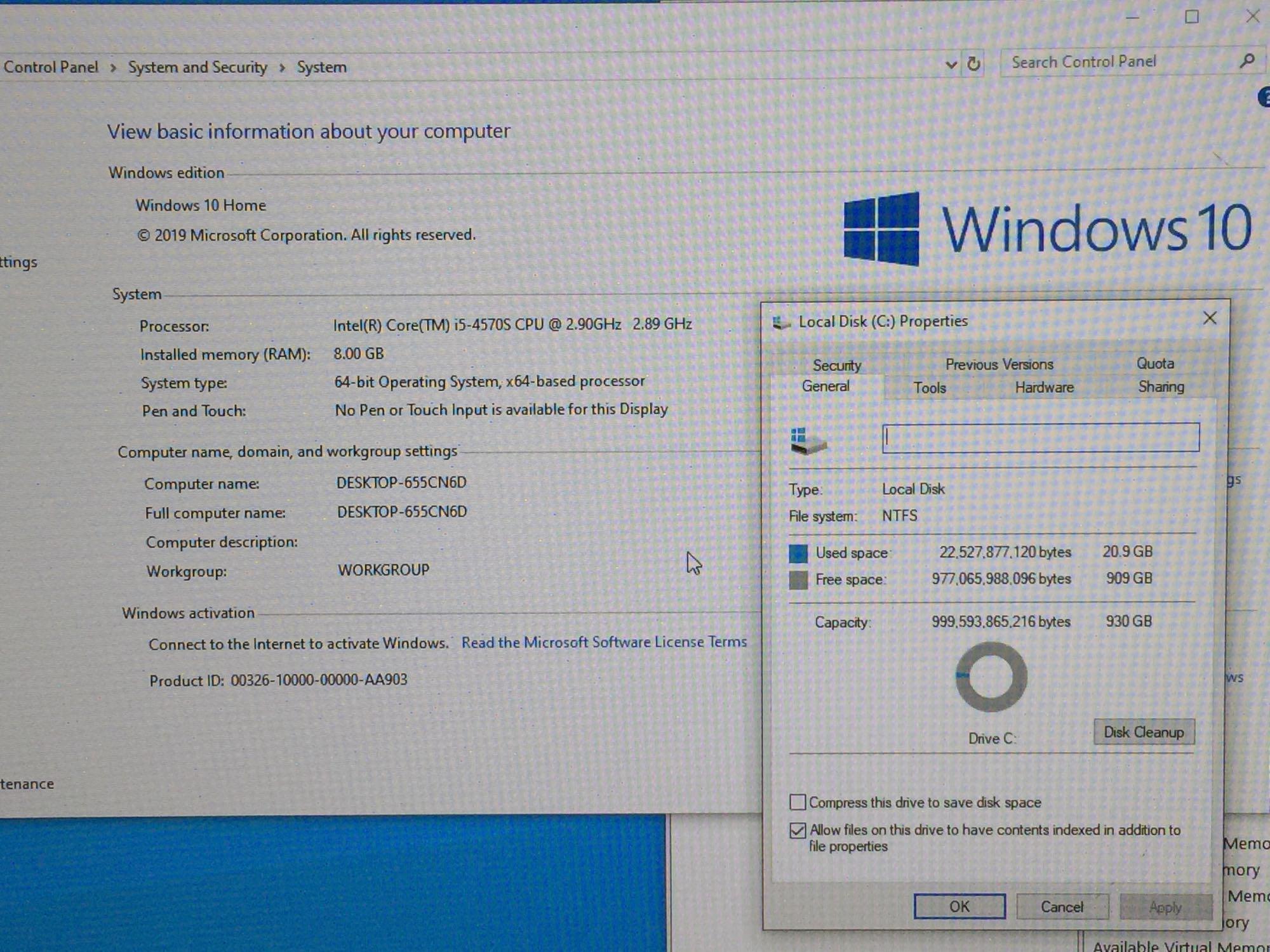 Dell Optiplex 9020 23" AIO Intel i5-4570 2.9GHz 8GB 1TB Win 10 Home Webcam Desktop Computer