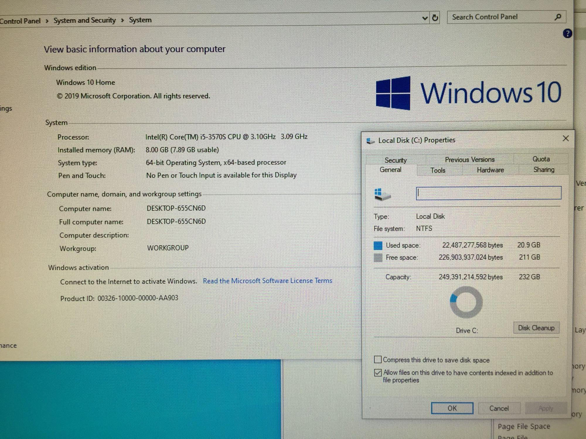 Dell Optiplex 9010 23" AIO Intel i5-3570 3.1GHz 8GB 250GB Win 10 Home Webcam Desktop Computer