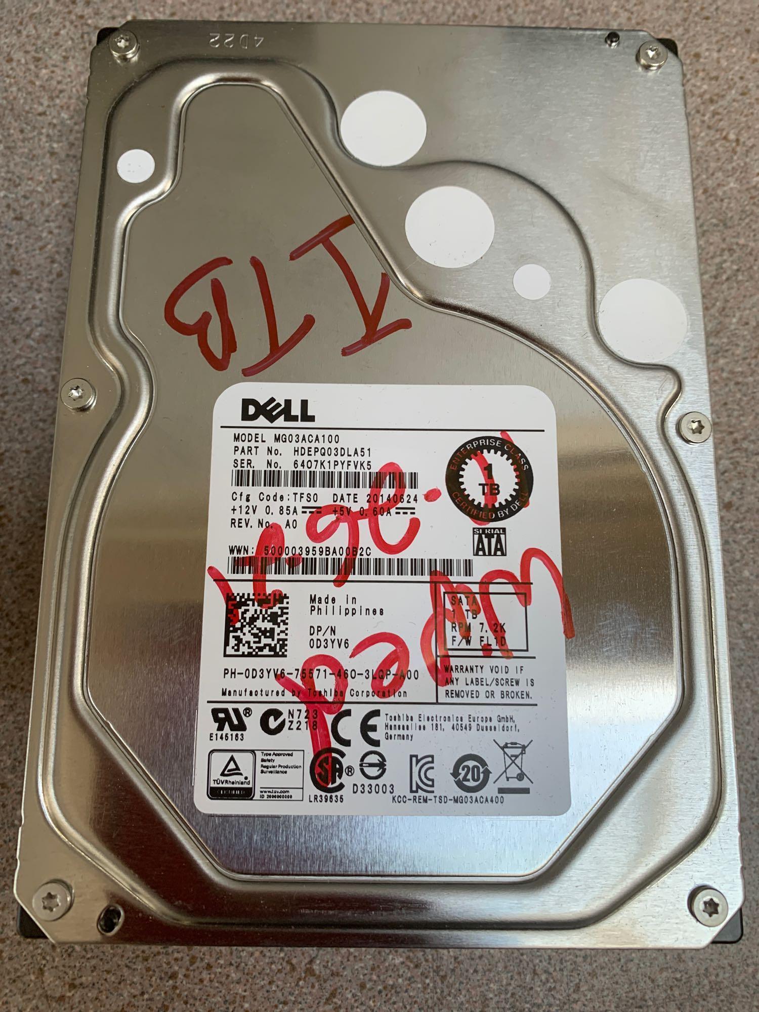 Western Digital WD Enterprise Storage & Dell 1TB SATA Hard Drives w/ SuperMicro Caddies - 14pcs