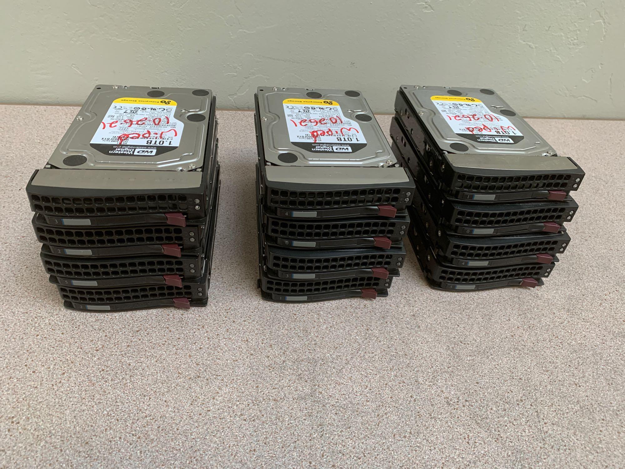 Western Digital WD Enterprise Storage & Dell 1TB SATA Hard Drives w/ SuperMicro Caddies - 14pcs