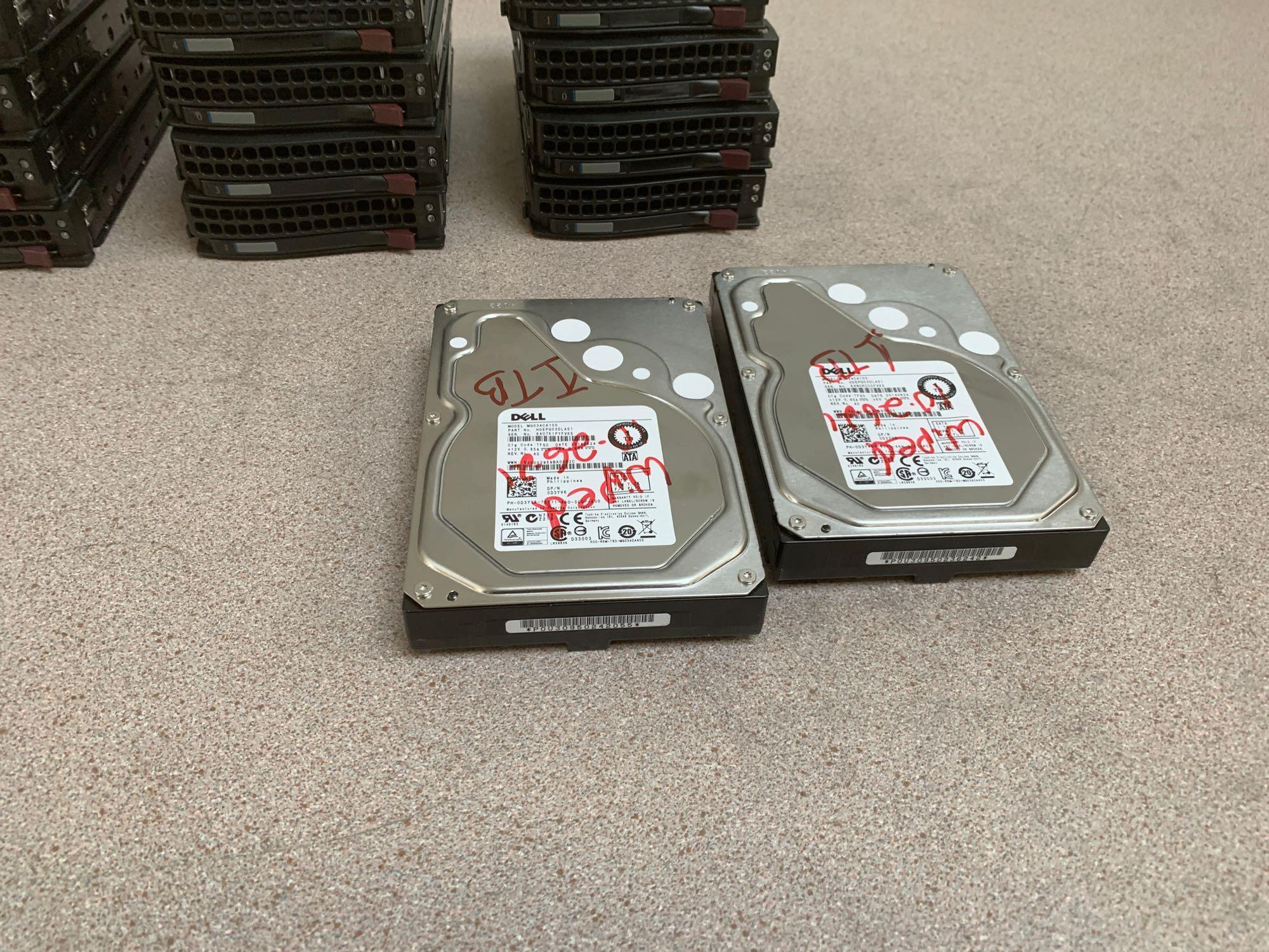 Western Digital WD Enterprise Storage & Dell 1TB SATA Hard Drives w/ SuperMicro Caddies - 14pcs