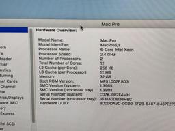 Apple Mac Pro A1289 2 x Intel Xeon 6-Core 2.4GHz 32GB 500GB WIfi / BT / DVD Mac OS High Sierra
