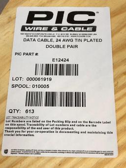 PIC Wire & Cable E12424 Data Cable 24 AWG Tin Plated Double Pair / 613pcs