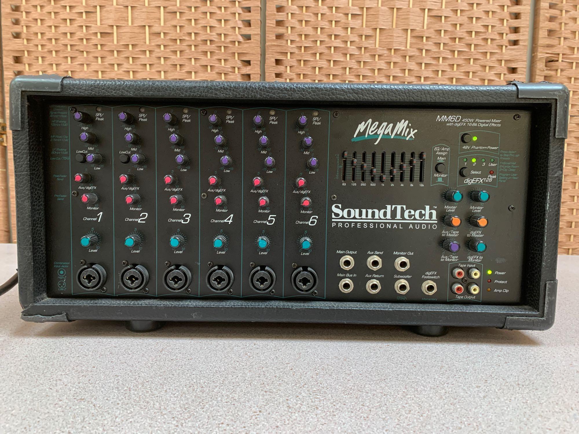 Soundtech MegaMix MM6D 450W Powered 6 Channel PA Mixer