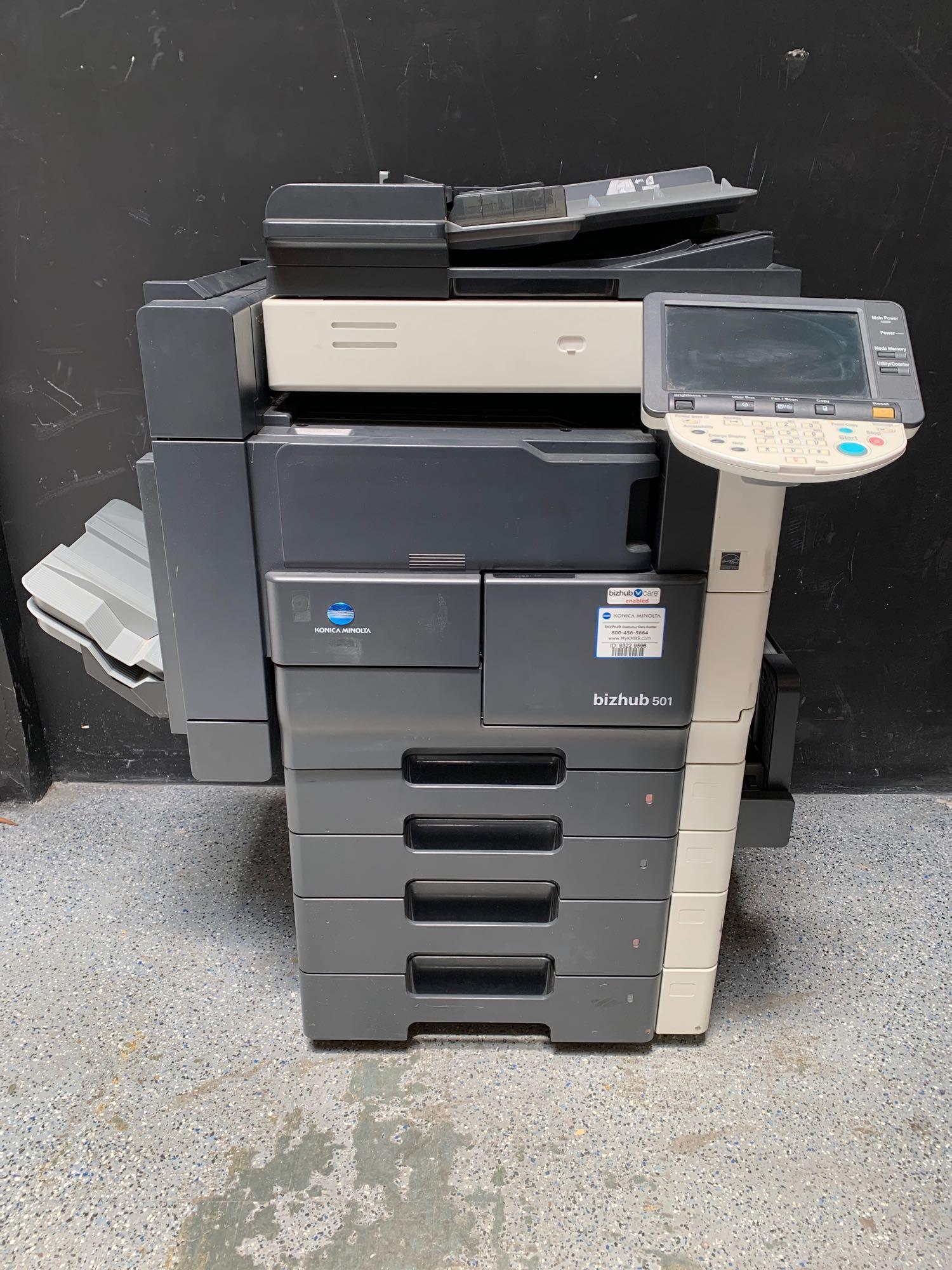 Konica Minolta Bizhub C220 & 501 Multifunction Color & Black Copier Scanner Printer Fax - 2pcs