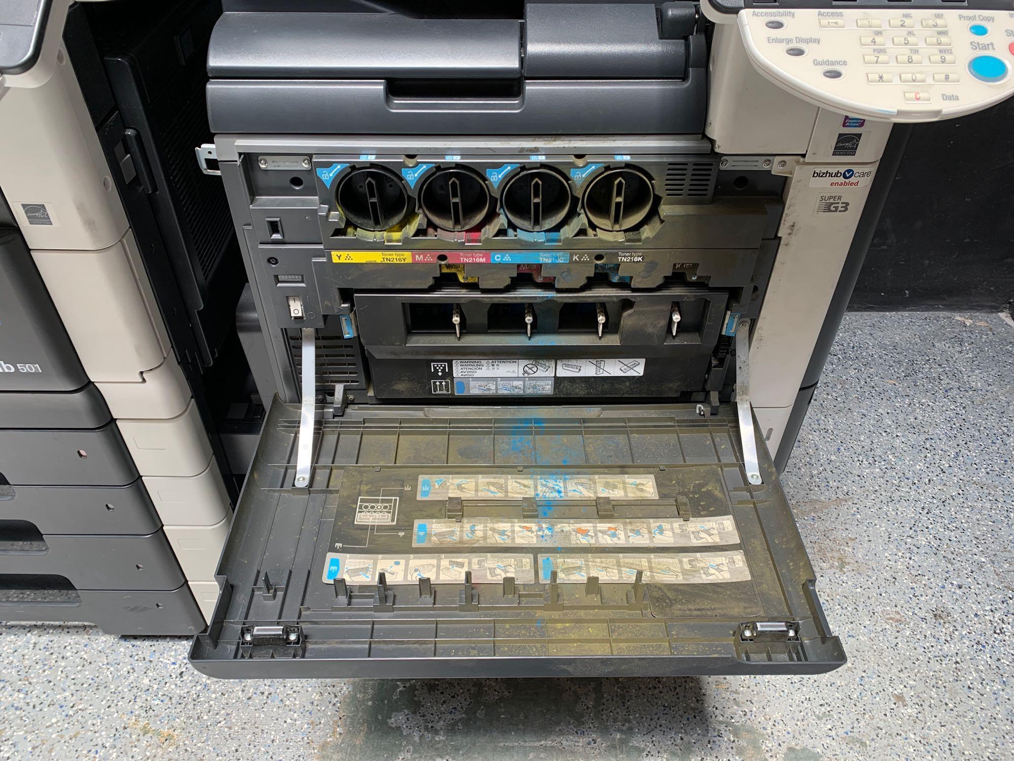 Konica Minolta Bizhub C220 & 501 Multifunction Color & Black Copier Scanner Printer Fax - 2pcs
